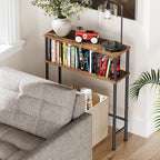 Asgolion Narrow Console Table, 23.6" Small Entryway Table, 2-Tier Sofa Table with Storage, Skinny Console Tables for Entryway, Hallway, Bedroom, Living Room, Foyer, Rustic Brown