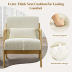 Yaheetech Accent Chair for Living Room, Corduroy Mid Century Modern Reading Armchairs with Lumbar Pillow for Bedroom, Decorative Sofa Chair for Adult Beige/Set of 1