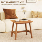 HEAH-YO Natural Wood End Table, 20" Farmhouse Side Coffee Table for Small Space, Space-Saving Nightstand for Living Room Bedroom Dorm, 20" W x 20" D x 18" H