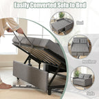 GOSUHI 52" 3-in-1 Convertible Sleeper Sofa Bed, Linen, Light Gray | Pull-Out Bed, Stepless Adjustable Backrest, Side Pocket, Compact Loveseat, Living Room, Dorm & Apartment