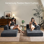 79" Convertible Futon Sofa Bed, Couch for Living Room | Dark Gray | Folding Corduroy Sleeper Sofa, Modular Futon Couch with Fixed-Shape Frame, Pull Out Couch No Assembly