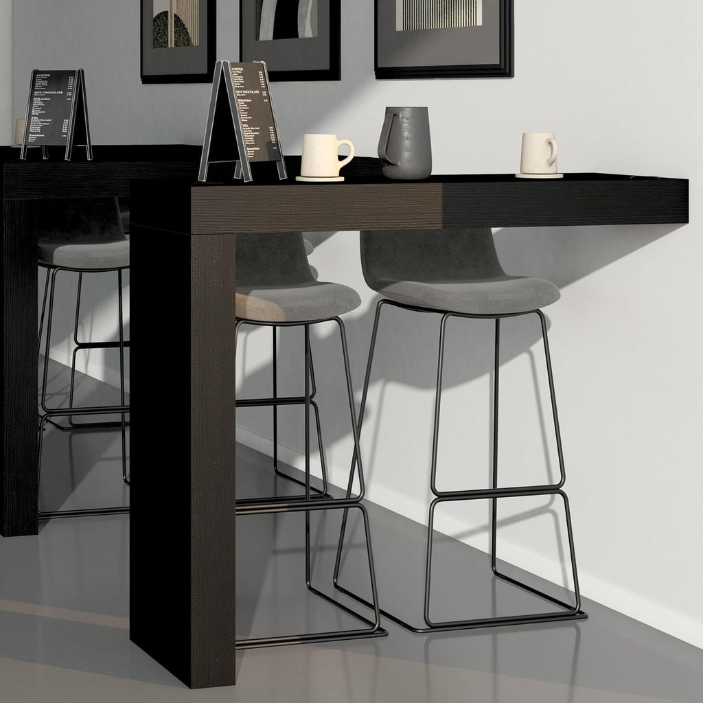 Mobili Fiver Evolution Tall Kitchen Bar Table Made in Italy | Space Saving, Wall-Mounted Counter Height Table for 2 | Breakfast Bar Table Top w/Cable Holder | Rustic Oak | 47,2 in x 15,7" in