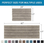 H.VERSAILTEX 2 Piece Bathroom Set - Super Absorbent Chenille Striped Bath Mats, Non Skid, Machine Washable (Taupe, 47 x 17 Plus 17 x 24 - Inches)