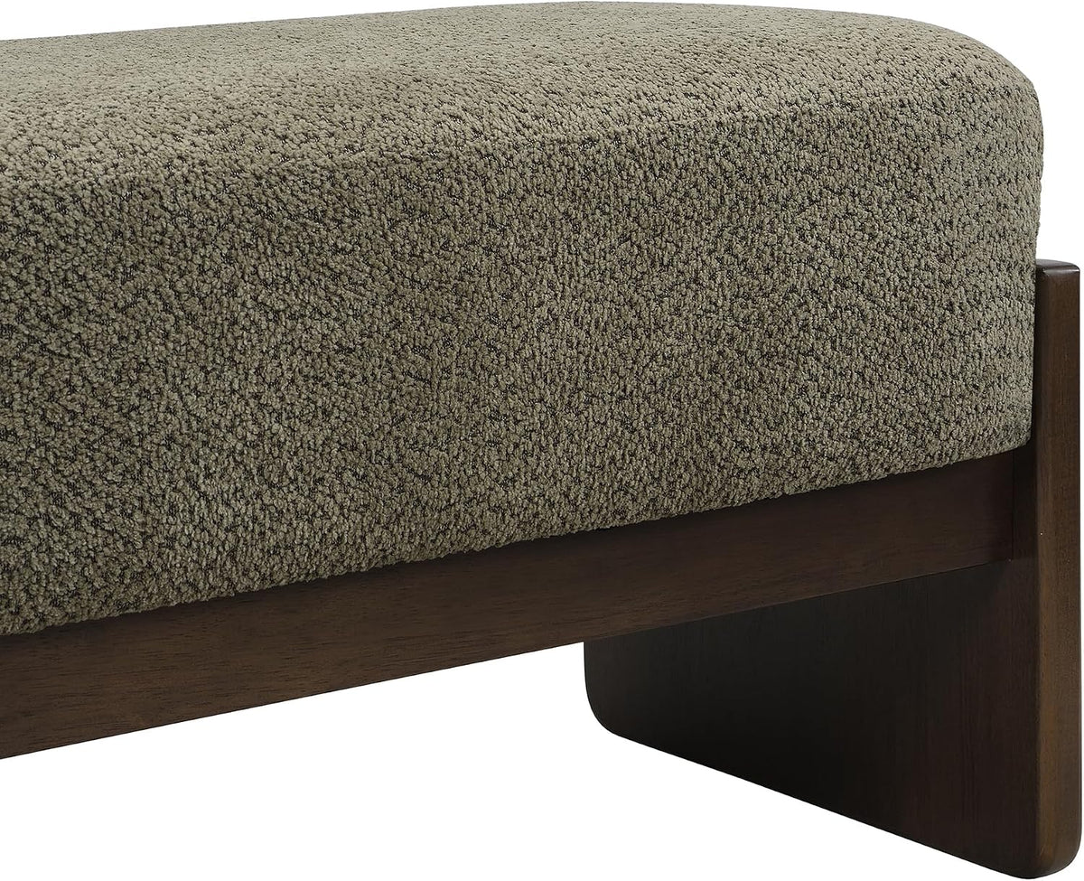 Virubi Elegant Upholstered Loop Yarn Ottoman, Dark Green End of Bed Entryway Benches, Corner Dining Bench Shoe Stool for Indoor Bedroom Living Dining Room (Dark Green)