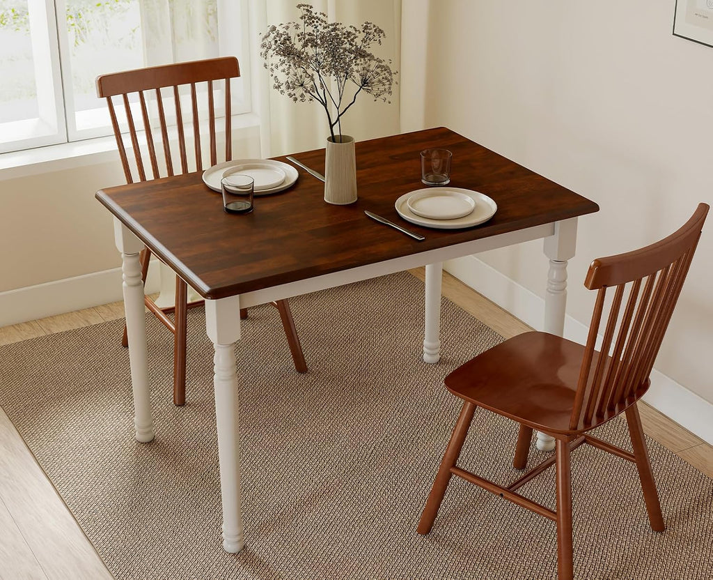 chairus 43" Wood Dining Table for 2-4, Rectangular Kitchen Table with Turned Leg, Modern Farmhouse Dining Room Table for Small Space Apartment Office Living Room Restaurant, Reddish Brown Tabletop