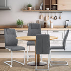 cinkehome Modern Gray Dining Chairs Set of 4 with Silver Metal Legs, High Back Upholstered Armless Side Chair for Kitchen, Dining Room, Faux Leather
