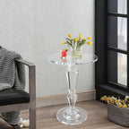 Acrylic End Table Clear Coffee Table with Round Tabletop, Multifuntional Side Drink Tables for Small Spaces Small Side Tables for Living Room Bedroom & Study Rooms, 13" D X 13" W X 20" H