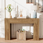 43 Inch Wood Console Table, Natural Oak Small Sofa Table for Entryway Living Room, Farmhouse Rectangular Accent Couch Table Behind Sofa with Sturdy Wood Base, for Hallway Foyer Entrance