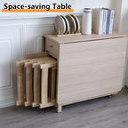 COMUHOME Drop Leaf Folding Dining Table with Storage, Wheels, Space Saving | Foldable Design, 18mm Thick Plywood, 300 lbs Capacity, Locking Wheels, Farmhouse Style, for Living Room Kitchen Small Spaces