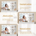 Furmax Vanity Desk with LED Lighted Mirror&Power Outlet, Makeup Vanity Table with 4 Drawers, 3 Open Storage Shelves, and 3 Color Modes, for Bedroom (Pure White)