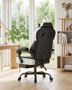 GTPLAYER Big & Tall Gaming Chair, Wide Seat with Footrest, Jet Black | Ergonomic High Back Computer Desk Chair for Adults, Comfort Padded Seat with Lumbar Support Armrests Recliner for Office/Home