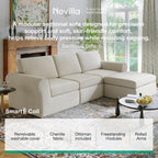 Novilla 108" Modular Sectional Sofa, Modular Sectional Couches for Living Room Bedroom, Chenille Removable Cover Cloud Couch with Smarts Coil® Support L-Shaped Couch(Beige, 3 Seater + 1 Ottoman)
