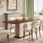 Tribesigns 55" Rectangular Dining Table for 4 to 6 People, Farmhouse Wood Dinner Table for Kitchen, Dining Room & Living Room, Oak Brown & White