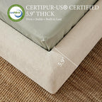 XIAO WEI Queen Cloud Bed Frame, Upholstered Platform Bed Frame with Headboard, 5.9" Thick Fully Padded Frame, Warm Ivory Ribbed Chenille Fabric, Noise-Free, No Box Spring Required, Easy Assembly