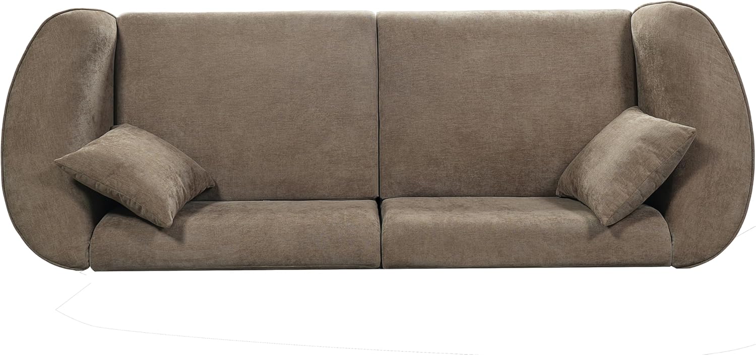 87" Curved Contemporary Sofa in Brown: Plush Seating, Streamlined Design, and Durable Frame – Ideal for Stylish Living Spaces (Brown#40)