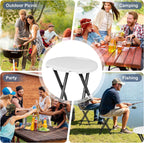 VECELO Folding Stool 18" with Handle, Solid Bottom Support, Iron X-Frame, 500 lbs Capacity, Anti-Slip Feet, Easy Clean, Lightweight Foldable Stool for Camping, Kitchen, Vanity and Outdoor, White