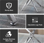 36 inch Round Glass Dining Table for 4 People,Modern Dining Room Table with Silver Stainless Steel Base,Dining Room/Apartment/Bistro Setting