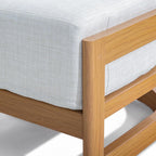 PEAK HOME FURNISHINGS Outdoor Patio Ottoman in Aluminum with Cushion, Teak Finish