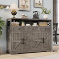 Befrases Farmhouse Sideboard Buffet Cabinet, Barn Doors Storage Cabinet with Drawers and Open Shelf, 47.2'' Wood Coffee Bar Microwave Station for Kitchen, Living Room, Hallway, Grey