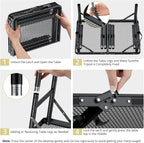 Anbte 2ft Folding Camping Grill Table Max 29.5", 3 Adjustable Height, Black | Heat-Resistant Mesh Tabletop, Waterproof, Portable Metal Grill Table, Lightweight, For Camp Cooking BBQ Outdoor, 23" X 16"