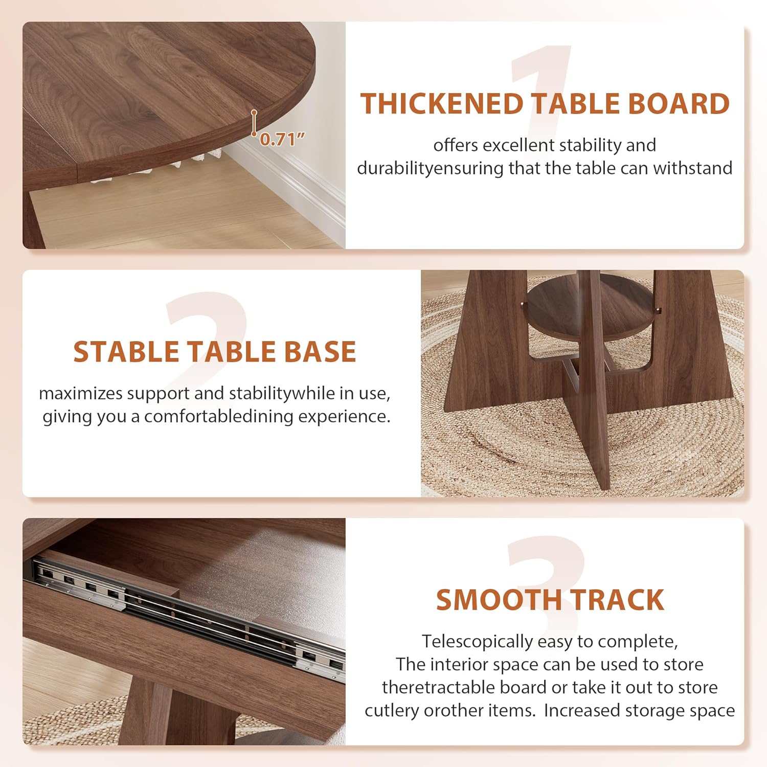 Extendable Round Dining Table for 4-8, 43.3in-59in Modern Kitchen Dining Table with Storage Shelf, Oval Dinner Table, Dining Room for Dining Living Room, Easy Assembly