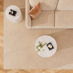2-Piece Round Nesting Coffee Table Set with Travertine Texture, Modern Stackable Side Table for Small Spaces, Waterproof Anti-Scratch Accent Table for Living Room Bedroom Balcony