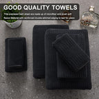 8 Piece Oversized Bath Towels Set Black,2 Extra Large Bath Towel Sheets,2 Hand Towels and 4 Washcloths 600 GSM Highly Absorbent Quick Dry Towels Set for Bathroom Hotel