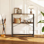 Giantex 36" Narrow Console Table, 2-Tier Entryway Tables with Wood Grain Top & Heavy-Duty Metal Frame, Behind Couch Table, Rustic Sofa Tables with Open Storage Shelves for Entrance, Living Room, Foyer