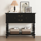 Farmhouse Console Table with Storage, Narrow Entryway Table with 2 Drawers & 2 Door Cabinets, Sofa Table Behind Couch with Shelf for Living Room, Entryway