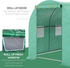 Outsunny 15' x 7' x 6.5' Walk-in Tunnel Hoop Greenhouse, Green House for Outside with PE Cover, Steel Frame, Roll-Up Zipper Door & Windows for Flowers, Vegetables, Tropical Plants, Green