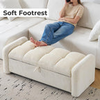Oversized Corduroy Ottoman Bench with Storage, Upholstered End of Bed Bench for Bedroom, Ottoman Foot Rest for Living Room, Beige