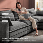 Marsail Modular Sectional Sofa 110.6" U-Shaped Modern Comfy Cloud Couch, 5-Seat Chenille Deep Seat Sofa with Throw Pillow & Movable Ottoman for Living Room, Bedroom and Apartment, Slate Gray
