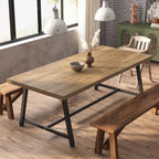 Tribesigns Dining Table for 8 People, 70.87-inch Rectangular Wood Kitchen Table with Strong Metal Frame, Vintage Large Long Dining Room Table for Big Family (Yellow Brown)