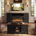 Farmhouse Living Room Table Sets of 2, 70 inch, Black | Includes 70 inch TV Stand, Lift Top Coffee Table with Charging Station, Modern Living Room Table Set