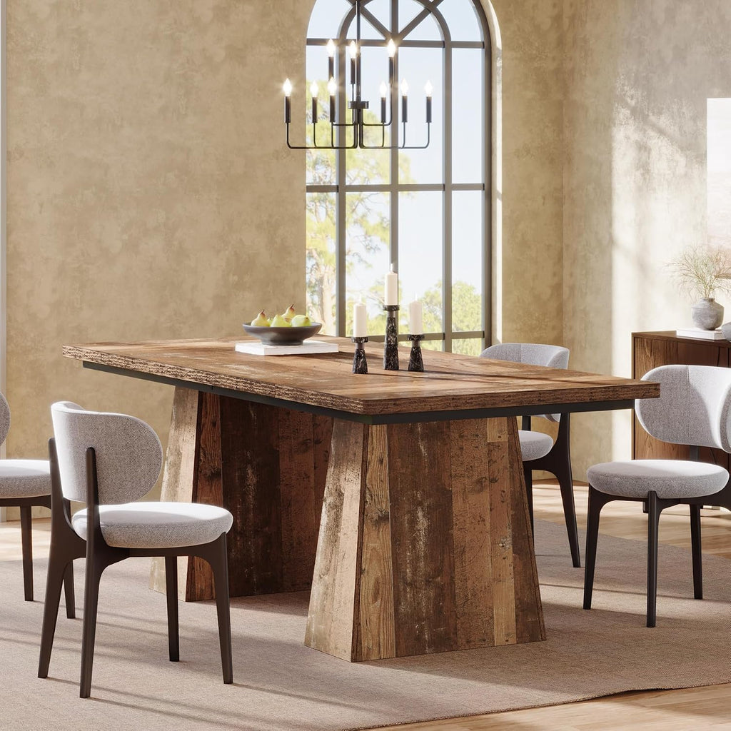 Tribesigns Dining Table for 4-6, 63-Inch Modern Kitchen Table with Sturdy Tapered Wood Leg, Rectangular Dinner Table with Large Tabletop for Dining Room, Kitchen, Living Room, Natural