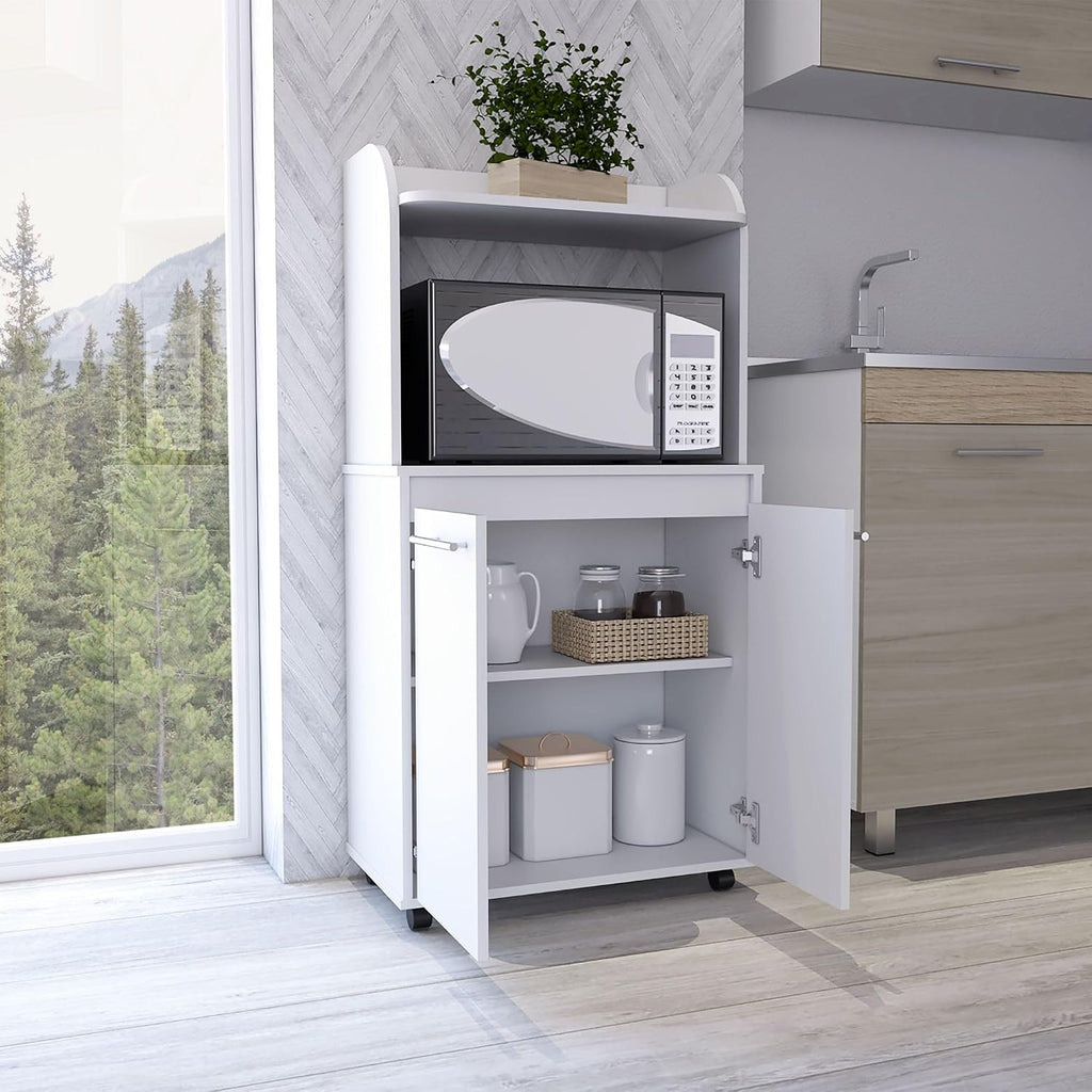 lapday Kitchen Storage with 1 Shelf & 2 Doors,Caster Wheels,for Living Room,Dining Room(White,14.19"×24.84"×49.23").