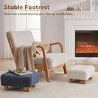 Small Foot Stool Ottoman, Sherpa Footstool Ottoman Foot Rest for Couch, Rectangle Footstools and Ottomans Small for Living Room, Entryway and Bedroom (Navy Blue)