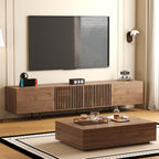 Mid-Century Modern TV Stand and Expandable Coffee Table Set | Walnut Finish, Stylish Storage Combo for Living Room or Bedroom