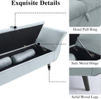 Velvet Storage Bench for Bedroom End of Bed Ottoman, Button-Tufted Upholstered Bed Benches for Bedrooms King with Rolled Arms and 4 Sturdy Wood Legs, Footstool for Bedroom (Slate Gray)