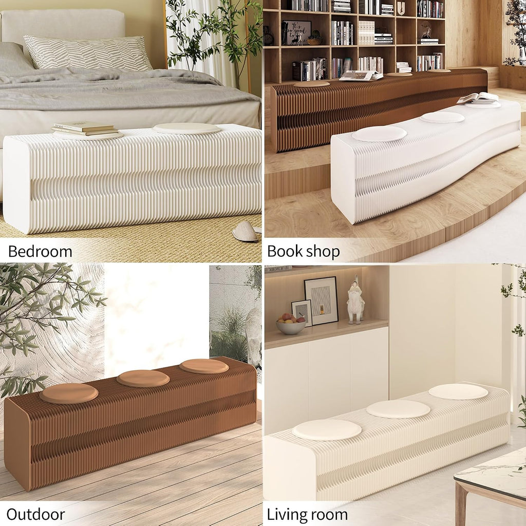Portable Accordion Folding Hook Made of Cardboard - High-Strength Side Table & Footstool (max. 300kg), Space-Saving Additional seat for Living Room, Office (Write, 98.43 inx15.3inx14.95in)