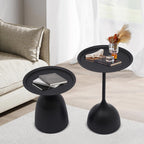 Bacocoo Round Side Table Set of 2, Metal End Tables Matte Black - 16.9" & 23.6" Height Modern Nesting Tables for Living Room, Bedroom, Office Sturdy.(Iron, Easy Assembly)