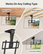 monTEK Motorized Ceiling TV Mount for 32-75 Inch TVs, Holds up to 121 lb | Lower VESA fit helps avoid ceiling contact; electric flip-down, remote/app/voice, max VESA 600x400 mm, flat/pitched ceilings