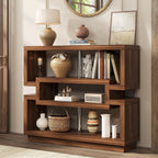 knoworld 40" Console Table for Entrayway, Farmhouse Entry Table with 4 Tier Storage, Narrow Sofa Table Behind The Couch for Entrance, Living Room, Hallway, Foyer, Brown