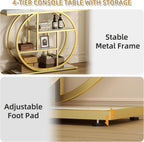 Shintenchi 41.3” Console Table with Storage, Industrial Entryway Table with Marble Top, 4-Tier Shelves Sofa Table Behind Couch, Narrow Accent Table for Living Room, Entryway, Hallway, Foyer,White Gold