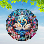 Swan Yard and Garden Wind Spinner, Unique 3D Hanging Swan Wind Spinner