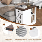 SUNSITT Side Table with Charging Station, Farmhouse End Tables with Back Storage Shelf, Outlets & USB Ports, Night Stand with Storage Cabinet Drawer Adjustable Shelf, White