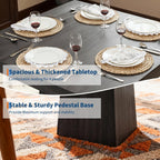 GarveeHome Square Dining Table for 4, 31.5'' Small Kitchen Table with Pedestal Base, Farmhouse Dinner Tables for Kitchen, Dining Room, Living Room, Cafe, Apartment, Small Spaces (Grey-Black)