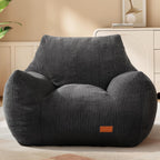 Big Bean Bag Chair for Adults, Ultra Soft BeanBag for Living Room | Stuffed BeanBag Chair with Armrests for Napping, Gaming, Vacuum-Compressed for Easy Gifting, 48 Hours to Fluffs Up, Dark Gray