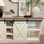 PHI VILLA Farmhouse Coffee Bar Cabinet, Barn Door Kitchen Storage Cabinet | White Farmhouse Coffee Bar Cabinet, Sliding Barn Door Kitchen Sideboard Buffet Storage Cabinet with Shelves for Living Room