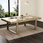 FUFU&GAGA Large Farmhouse Dining Table, for 6-8 People, 86.8” Rectangular Wood Dinner Table for Kitchen Dining Room Conference Room, Oak, 86.8”W x 47.2”D x 29.4”H